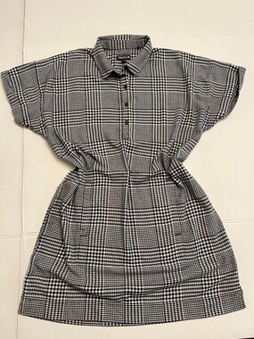 TOAD & CO. PLATITUDE SHORT SLEEVE SHIRT DRESS BLACK & WHITE SIZE MEDIUM COTTON
